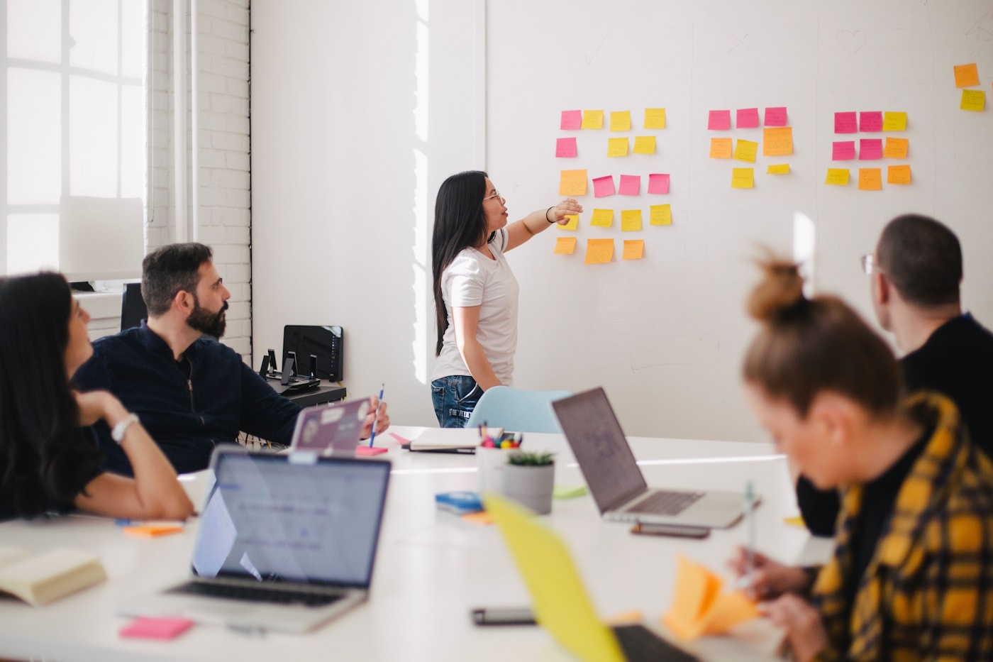 Team collaborating on a content publishing workflow